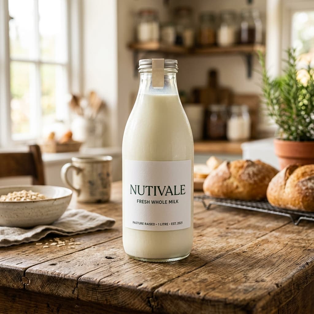 Nutivale Fresh Raw Milk Glass Bottle